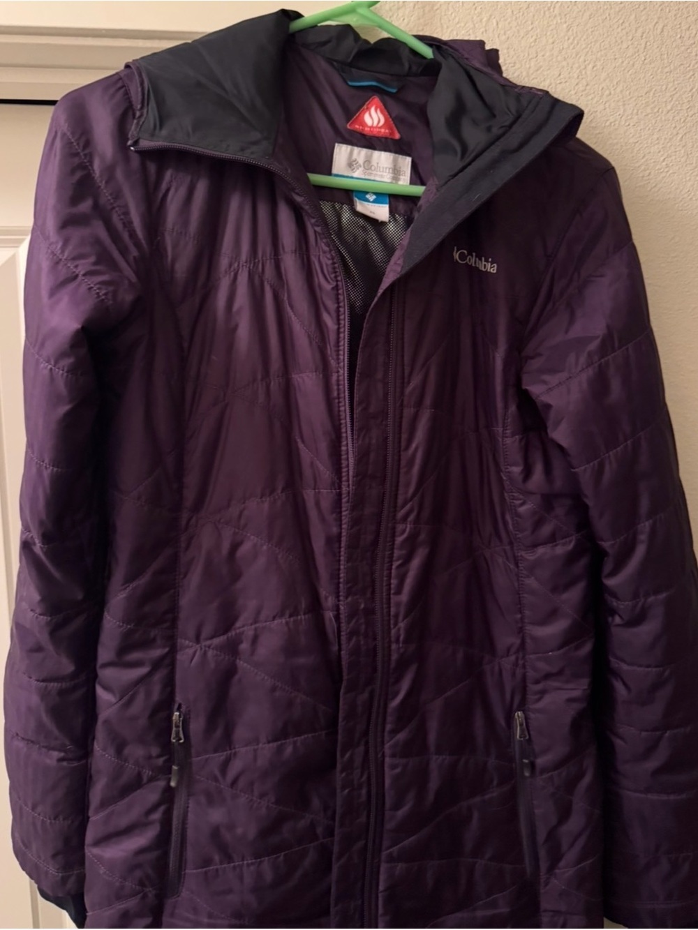 Columbia Women's Purple Hooded Long Puffer Coat - Picture 3 of 6
